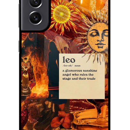 Leo Zodiac Samsung S21 FE 5G Glass Case Back Cover by Casekaro