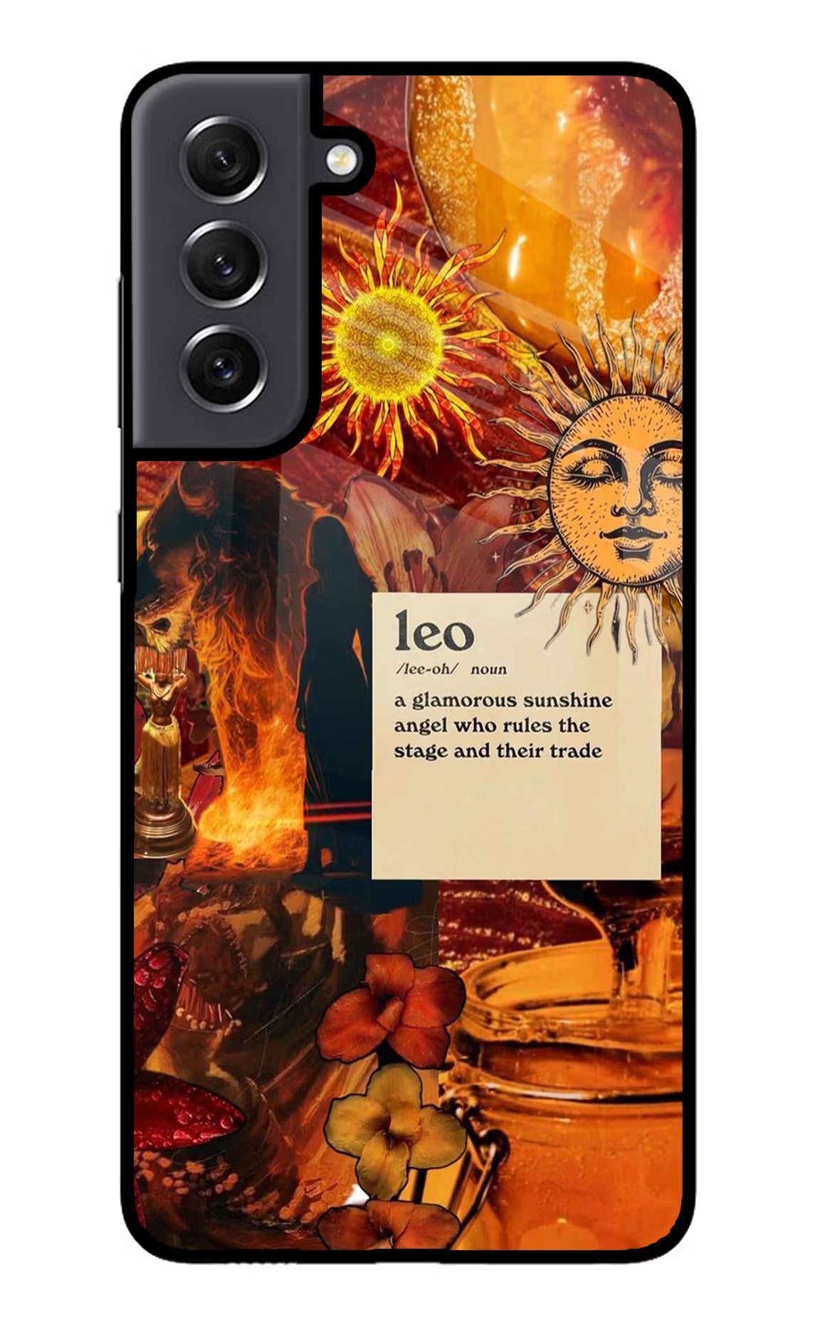 Leo Zodiac Samsung S21 FE 5G Glass Case Back Cover by Casekaro