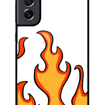 Fired Up – White Samsung S21 FE 5G Glass Case Back Cover by Casekaro
