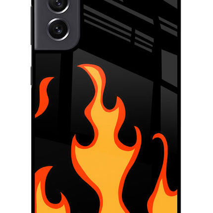 Fired Up – Black Samsung S21 FE 5G Glass Case Back Cover by Casekaro