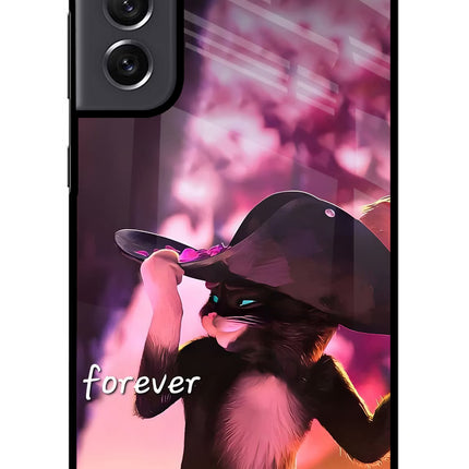 Forever Cat Samsung S21 FE 5G Glass Case Back Cover by Casekaro