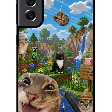 Minecraft Cat Chaos Samsung S21 FE 5G Glass Case