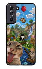 Minecraft Cat Chaos Samsung S21 FE 5G Glass Case