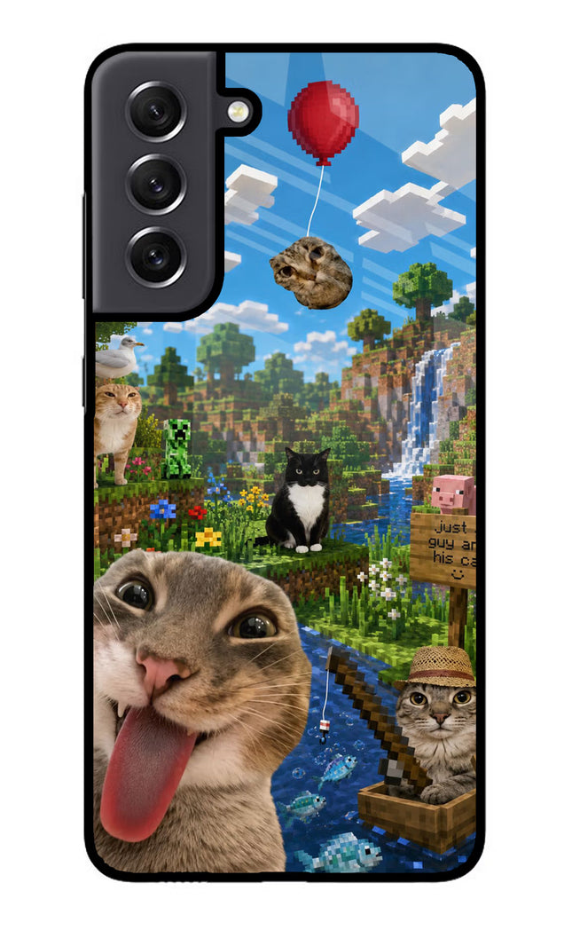 Minecraft Cat Chaos Samsung S21 FE 5G Glass Case