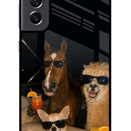Party Squad Samsung S21 FE 5G Glass Case Back Cover by Casekaro