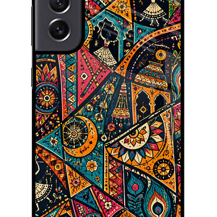 Folk Print Samsung S21 FE 5G Glass Case
