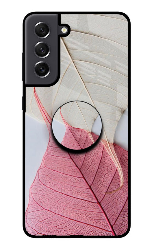 White Pink Leaf Samsung S21 FE 5G Glass Case