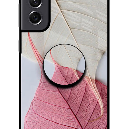 White Pink Leaf Samsung S21 FE 5G Glass Case