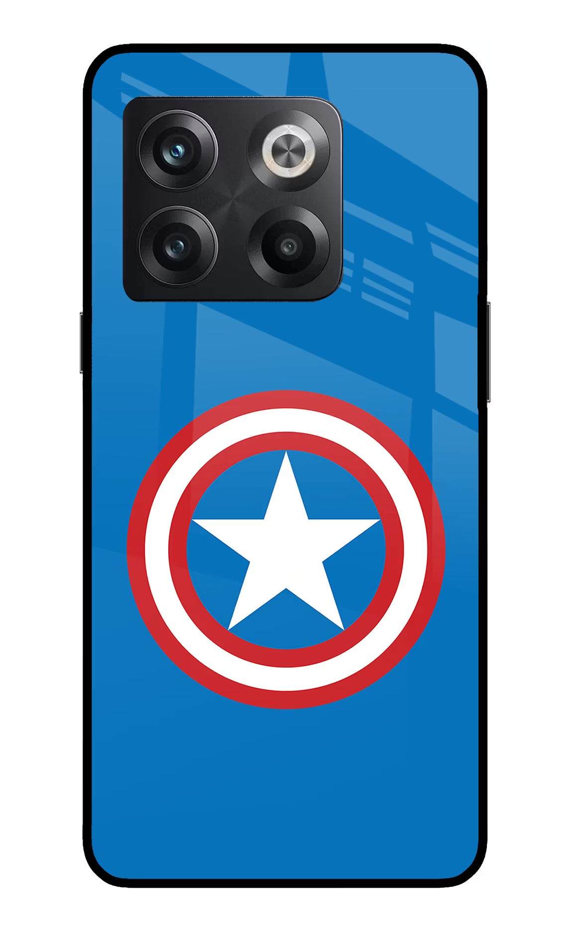 Captain America Logo OnePlus 10T 5G Glass Case Back Cover by Casekaro