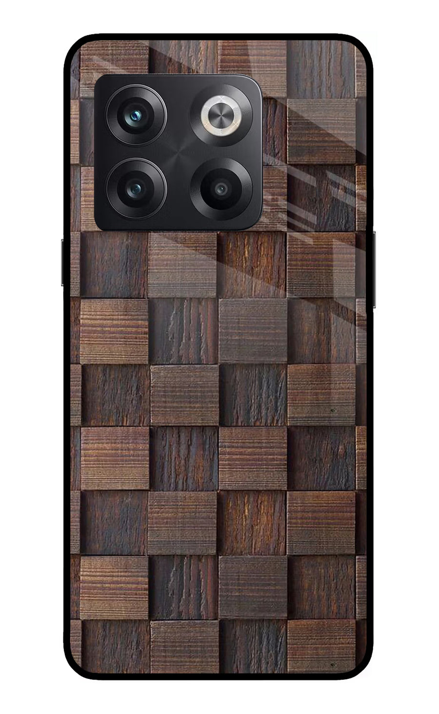 Wooden Cube Design OnePlus 10T 5G Back Cover, Glass case