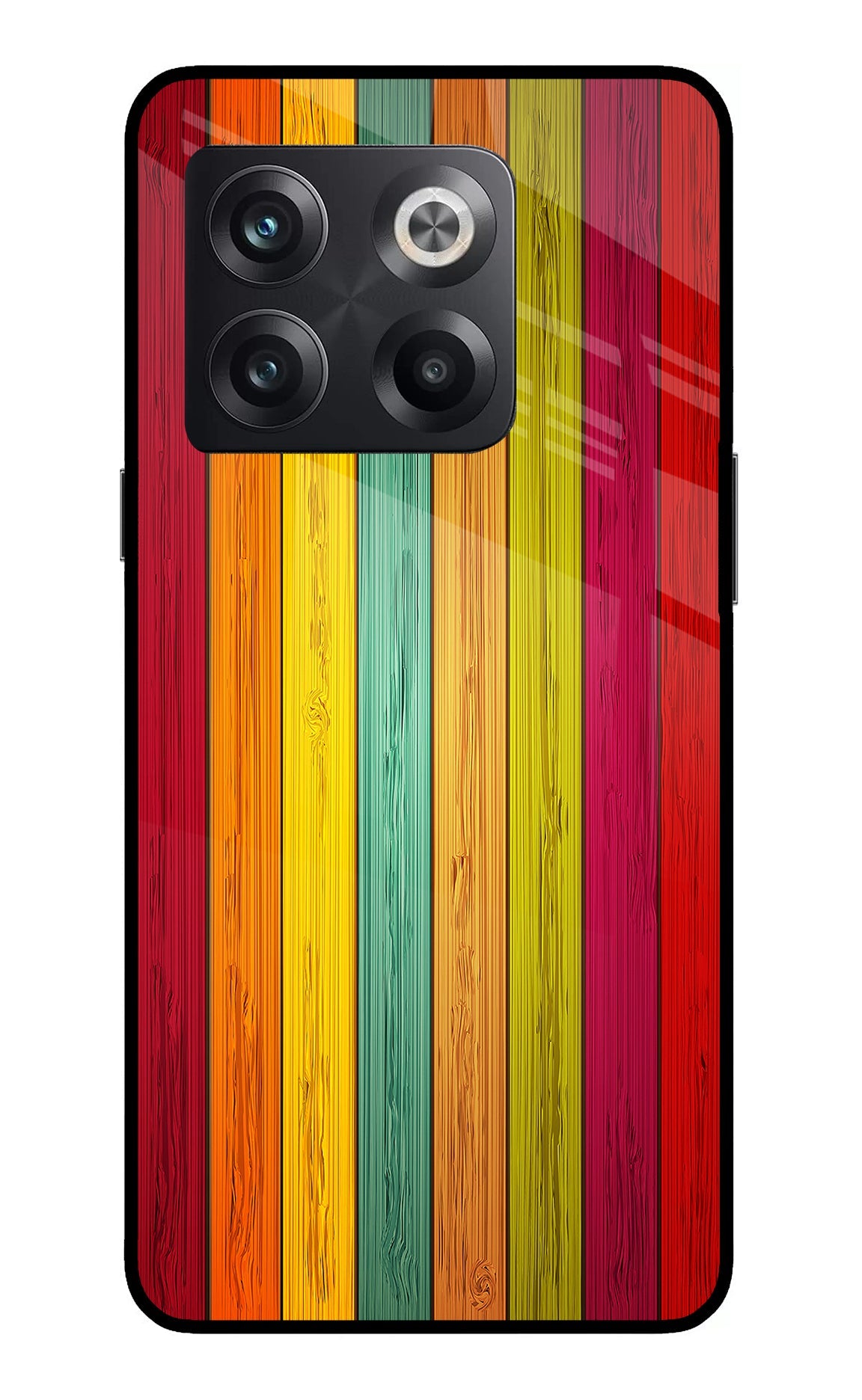 Multicolor Wooden OnePlus 10T 5G Glass Case