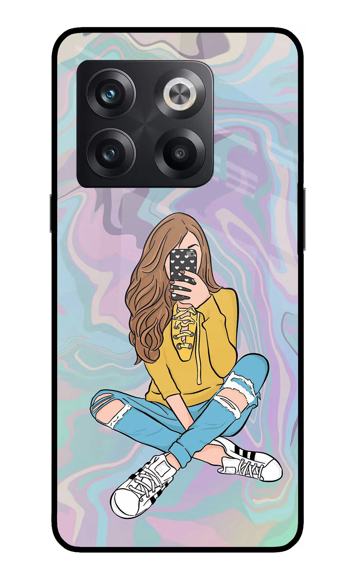 Selfie Girl OnePlus 10T 5G Glass Case Back Cover by Casekaro