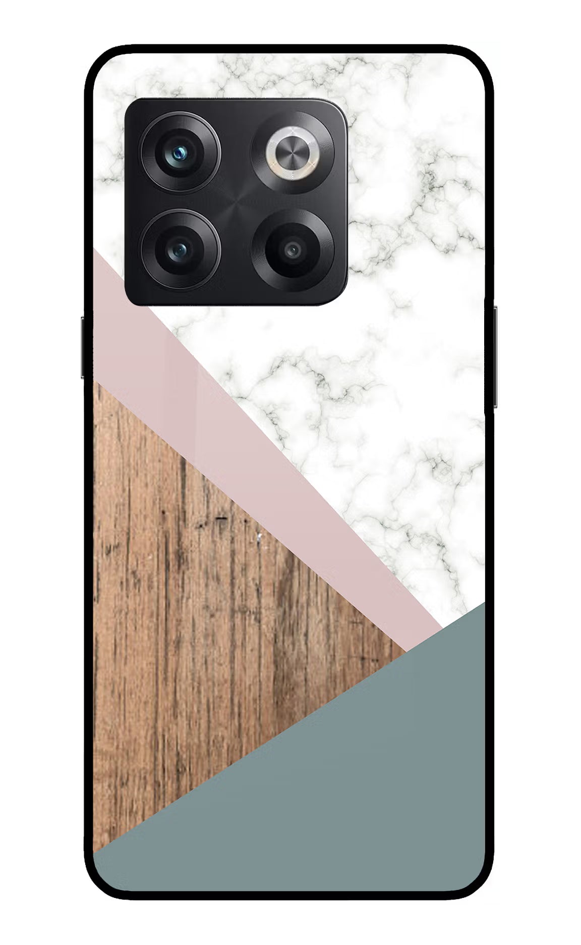 Marble wood Abstract OnePlus 10T 5G Glass Case Back Cover by Casekaro
