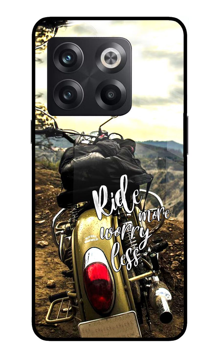 Ride More Worry Less OnePlus 10T 5G Back Cover, Glass case