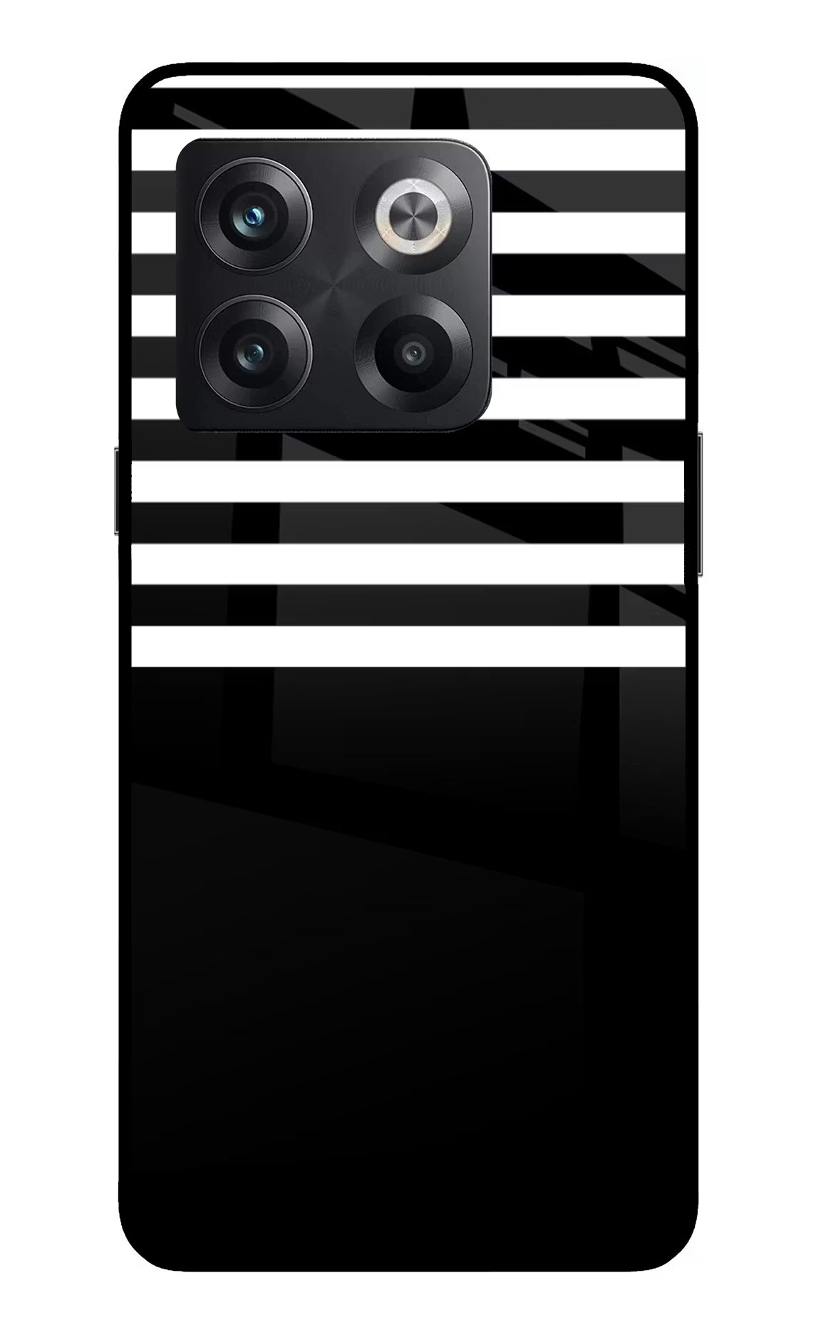 Black and White Print OnePlus 10T 5G Glass Case Back Cover by Casekaro