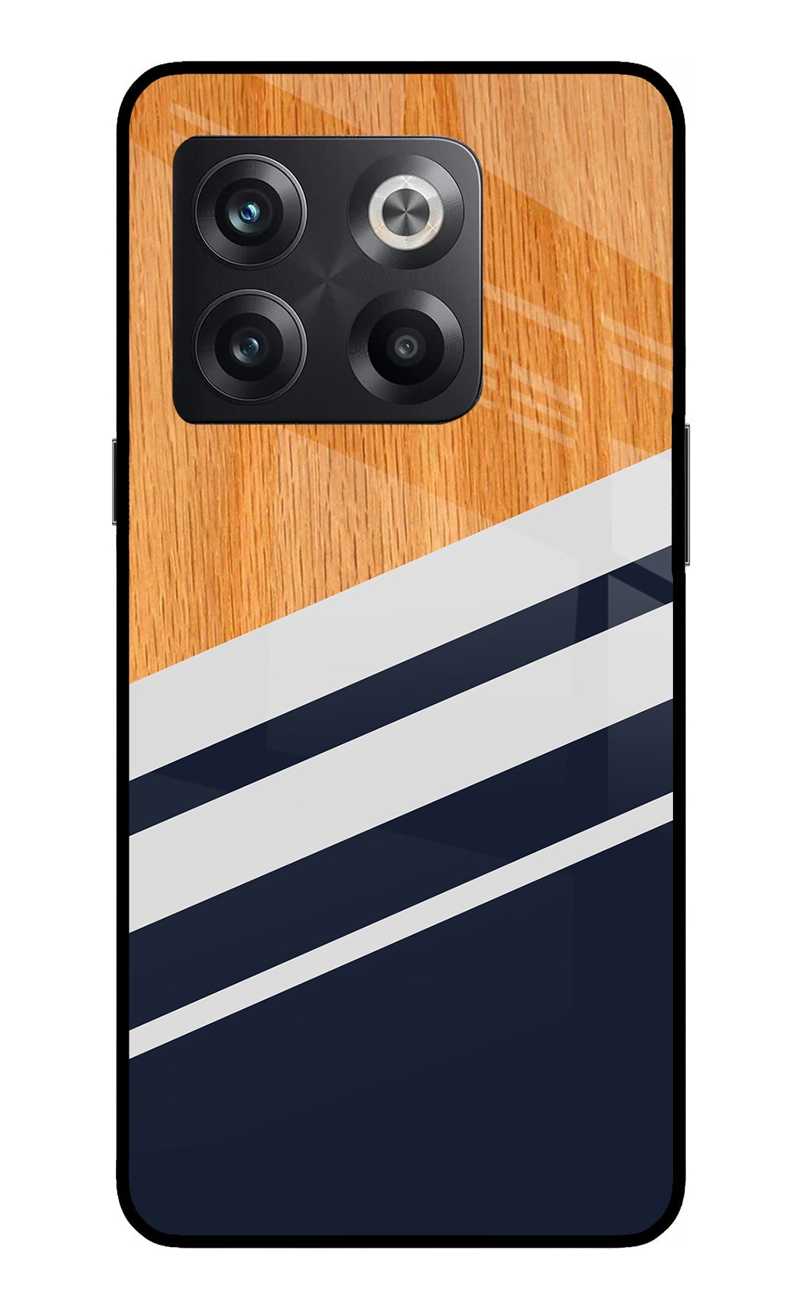 Blue and white wooden OnePlus 10T 5G Glass Case
