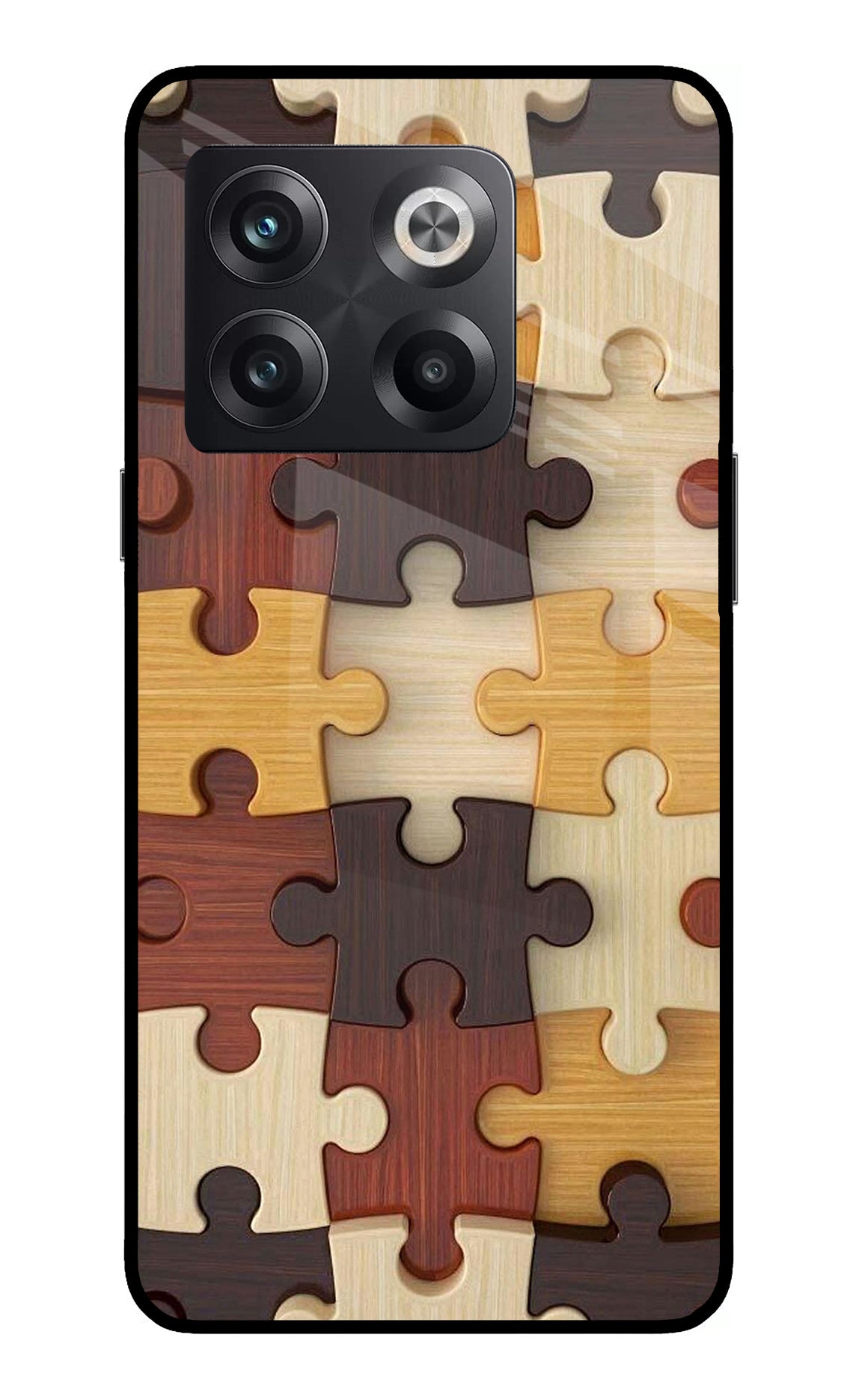 Wooden Puzzle OnePlus 10T 5G Glass Case