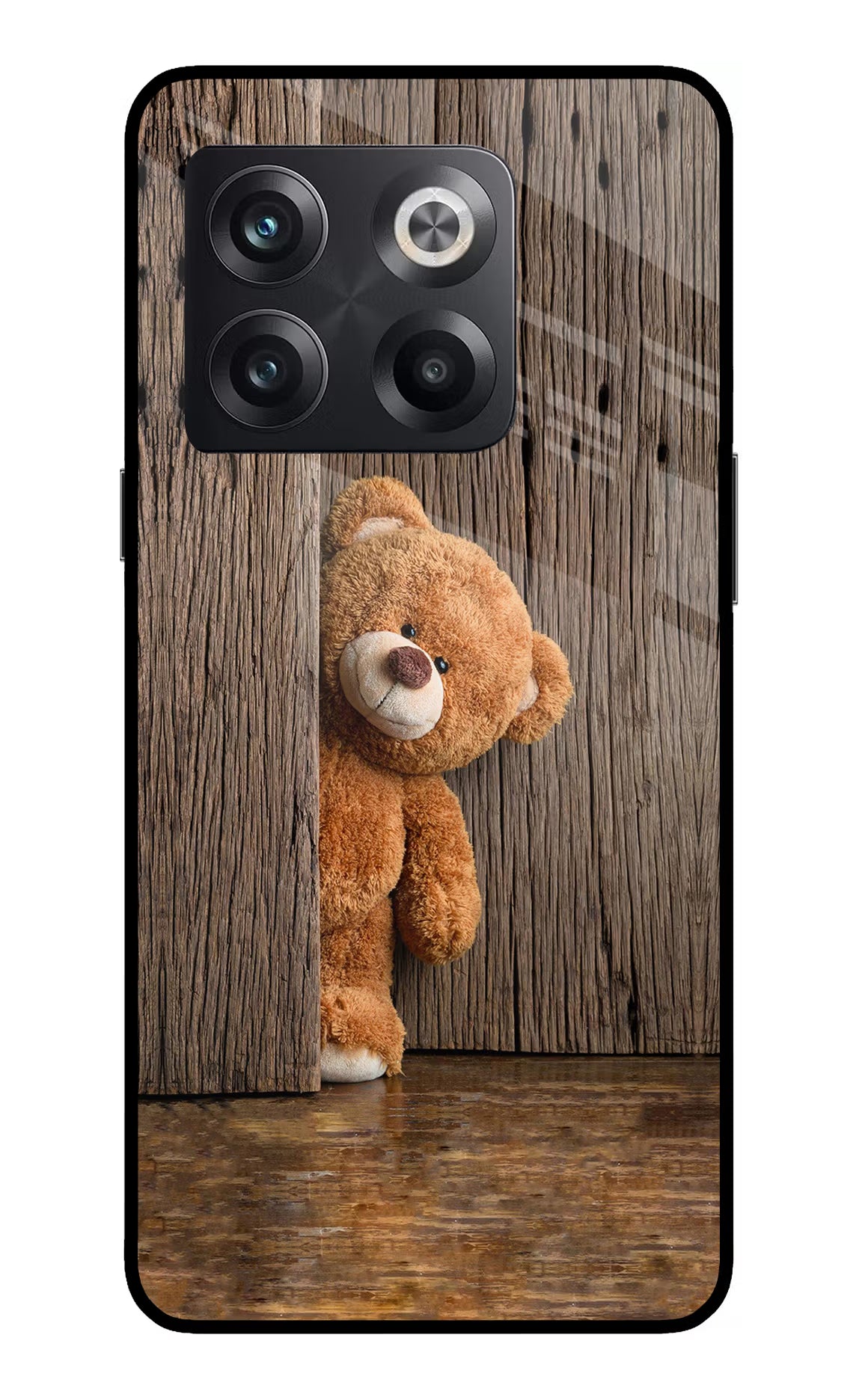 Teddy Wooden OnePlus 10T 5G Glass Case Back Cover by Casekaro