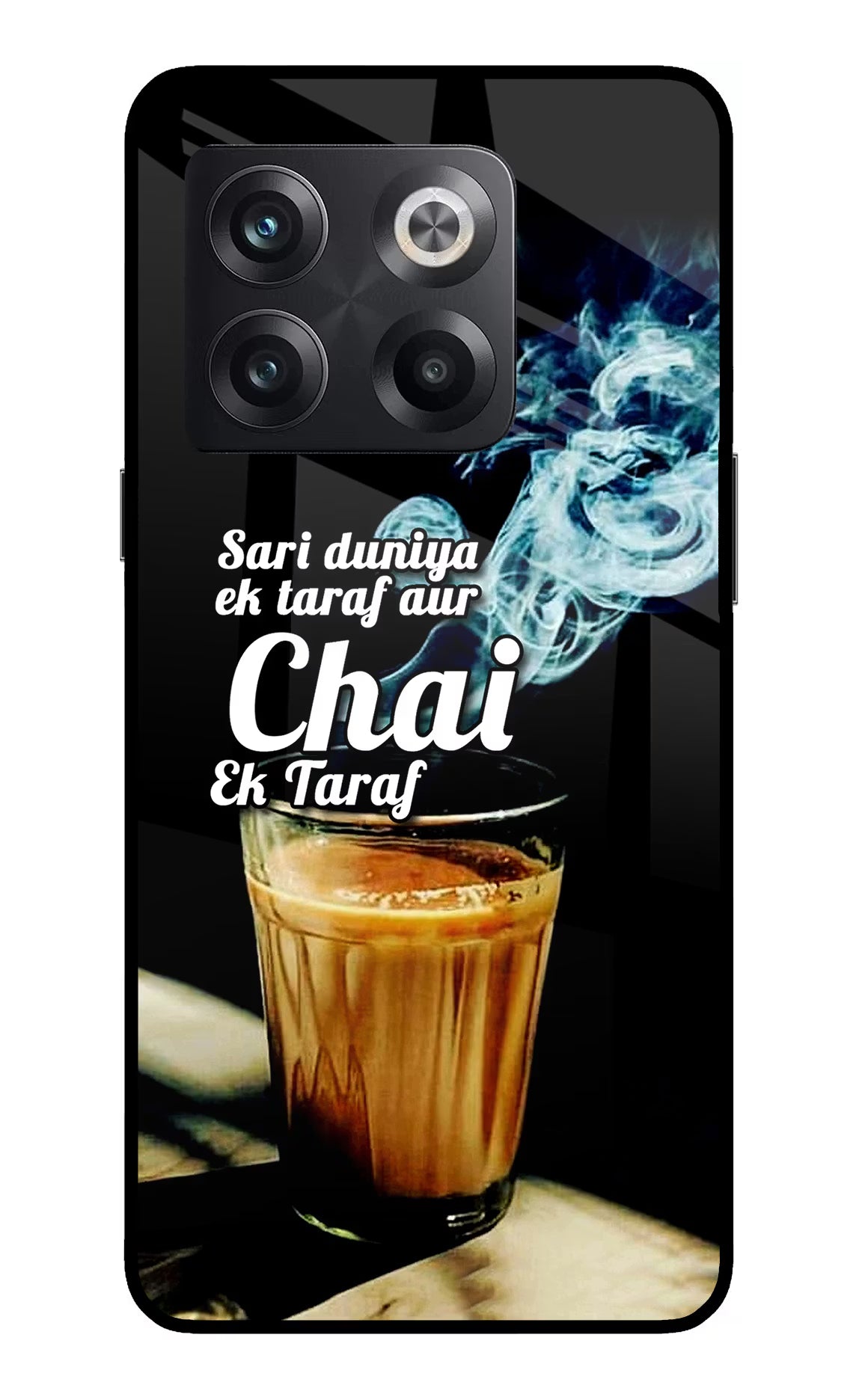 Chai Ek Taraf Quote OnePlus 10T 5G Glass Case Back Cover by Casekaro