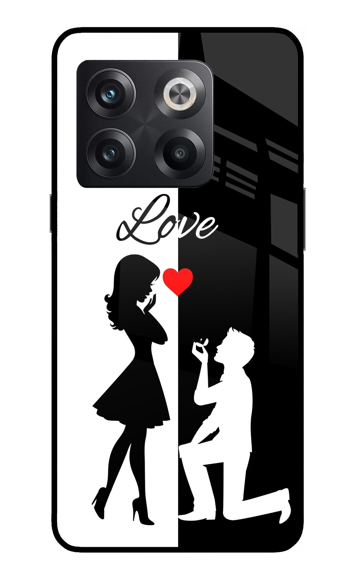 Love Propose Black And White OnePlus 10T 5G Glass Case