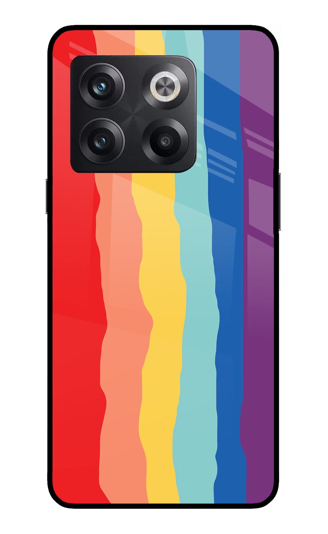 Rainbow OnePlus 10T 5G Glass Case Back Cover by Casekaro