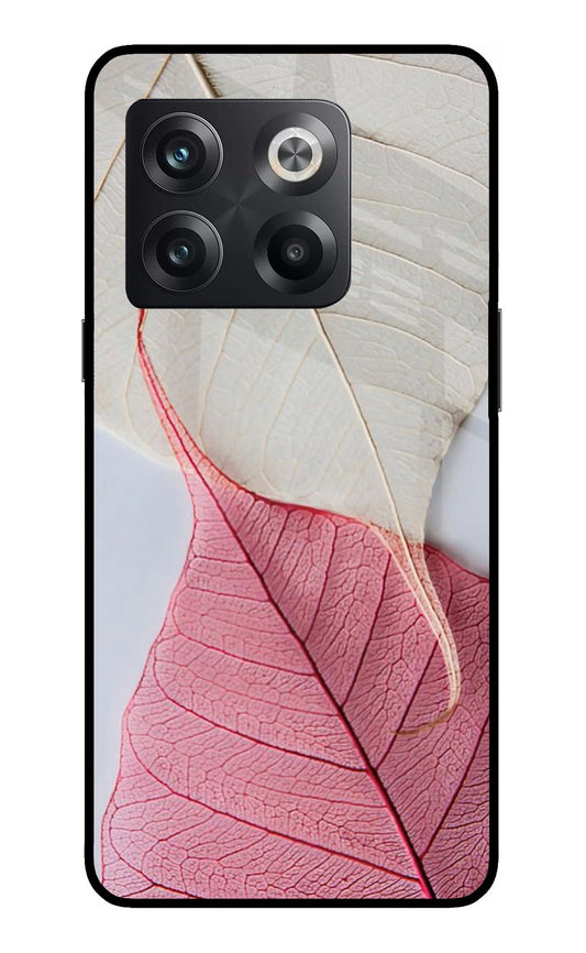 White Pink Leaf OnePlus 10T 5G Glass Case