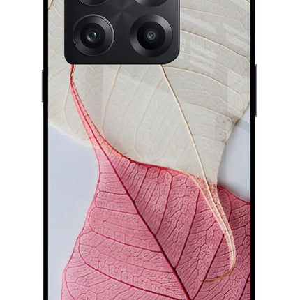 White Pink Leaf OnePlus 10T 5G Glass Case