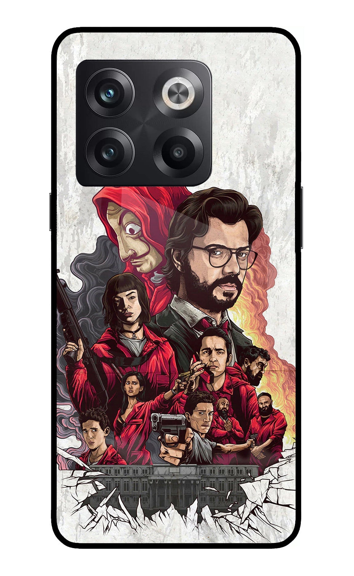 Money Heist Artwork OnePlus 10T 5G Glass Case