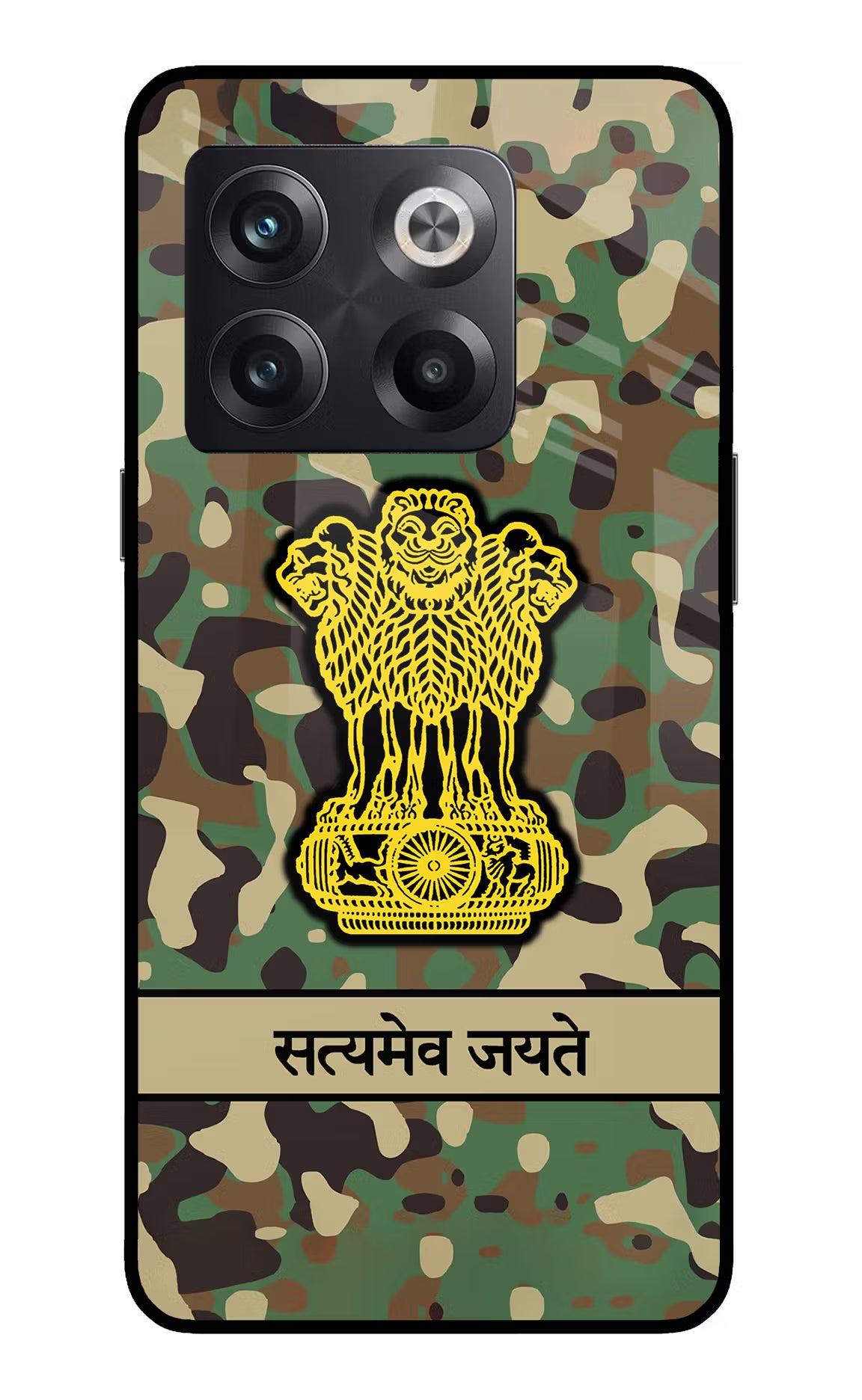Satyamev Jayate Army OnePlus 10T 5G Glass Case Back Cover by Casekaro