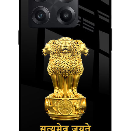 Satyamev Jayate Golden OnePlus 10T 5G Glass Case