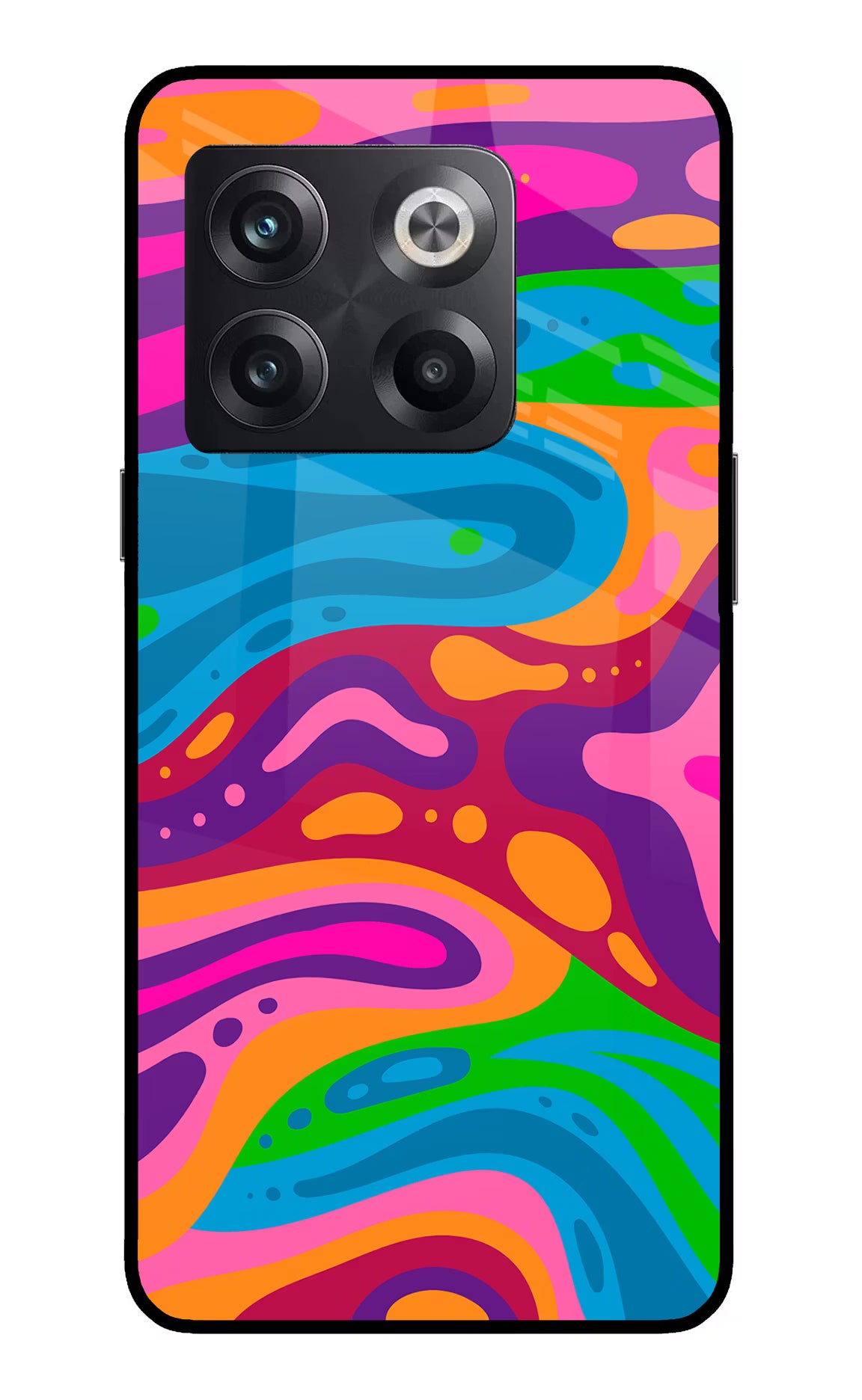 Trippy Pattern OnePlus 10T 5G Glass Case Back Cover by Casekaro