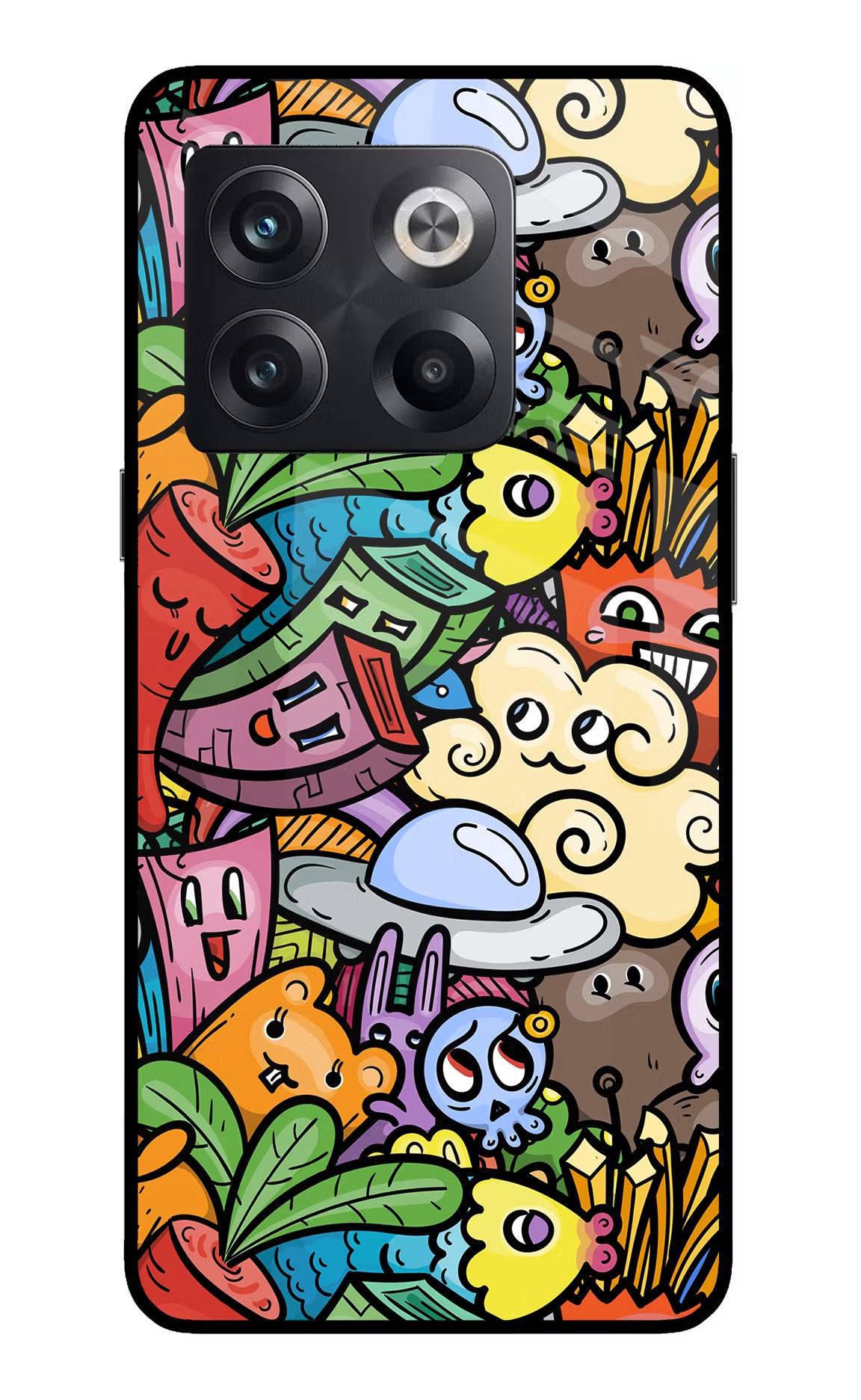 Veggie Doodle OnePlus 10T 5G Glass Case Back Cover by Casekaro