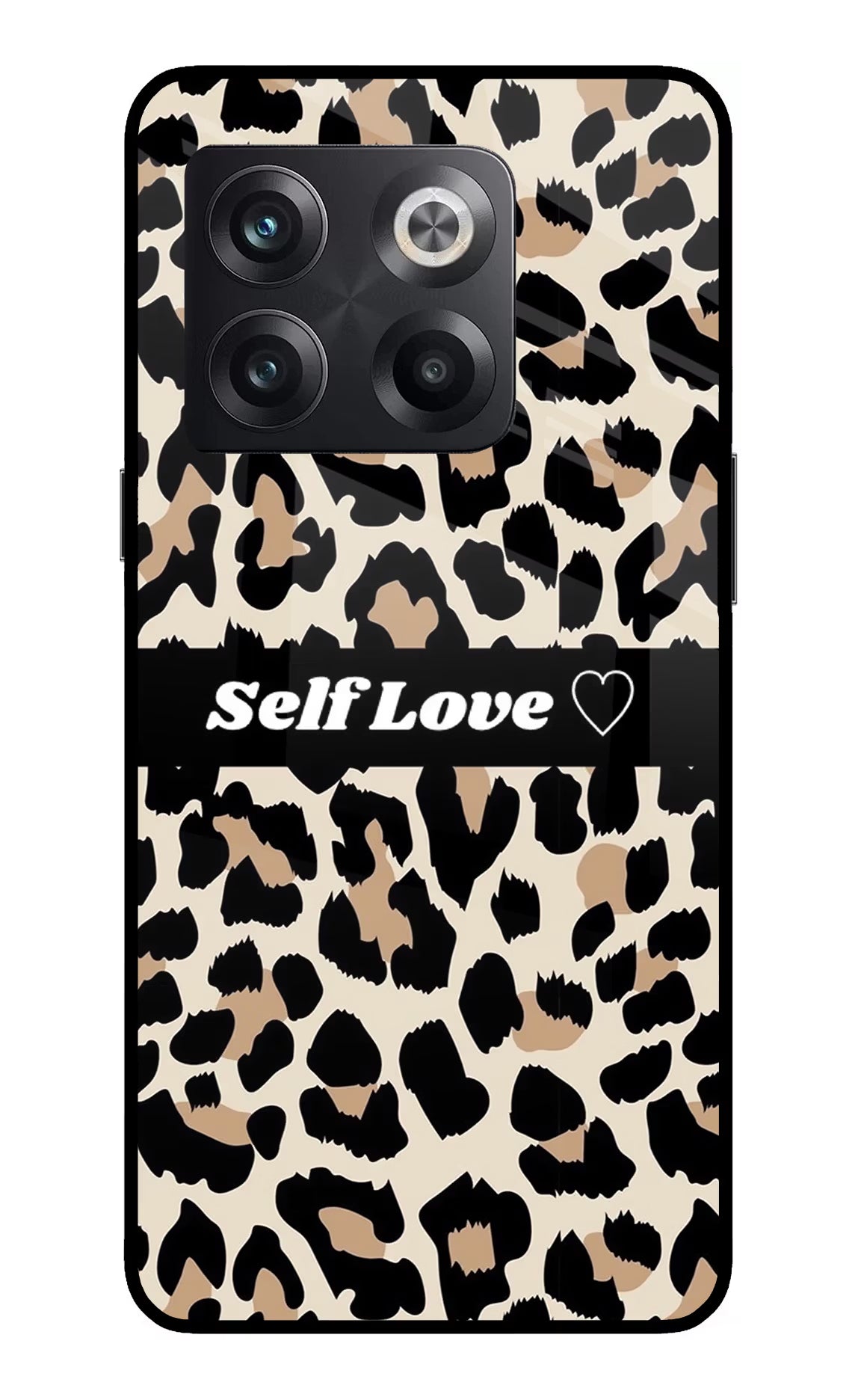 Leopard Print Self Love OnePlus 10T 5G Glass Case Back Cover by Casekaro
