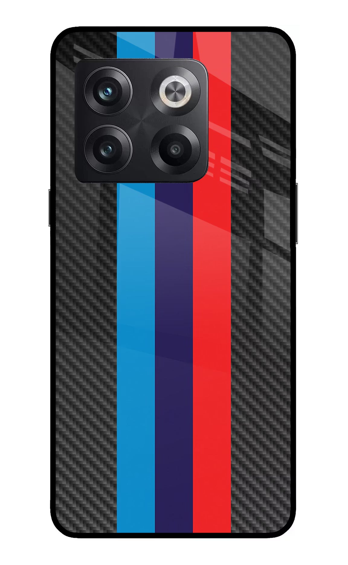 BMW Stripes Pattern OnePlus 10T 5G Glass Case Back Cover by Casekaro
