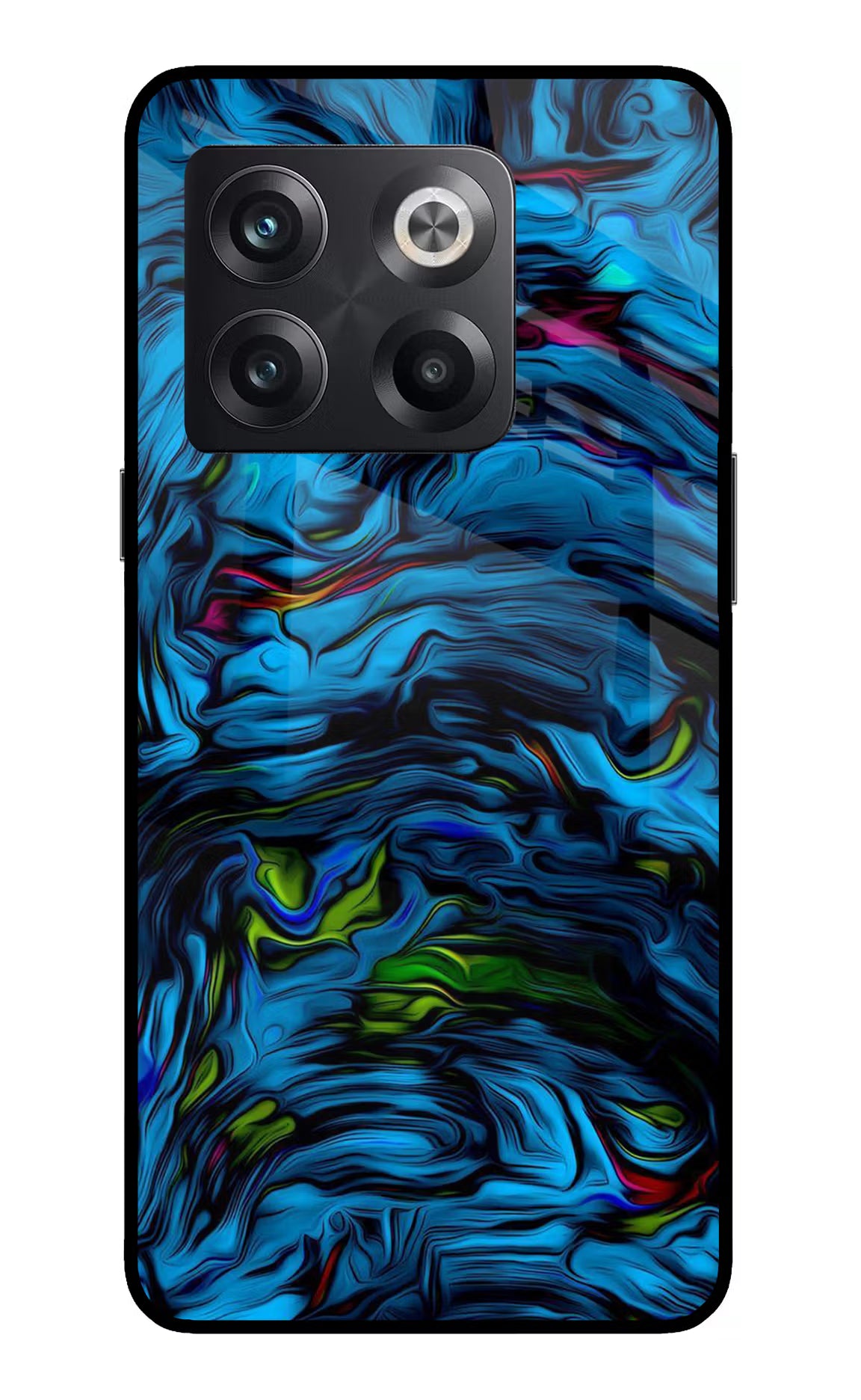 Dark Blue Abstract OnePlus 10T 5G Glass Case Back Cover by Casekaro