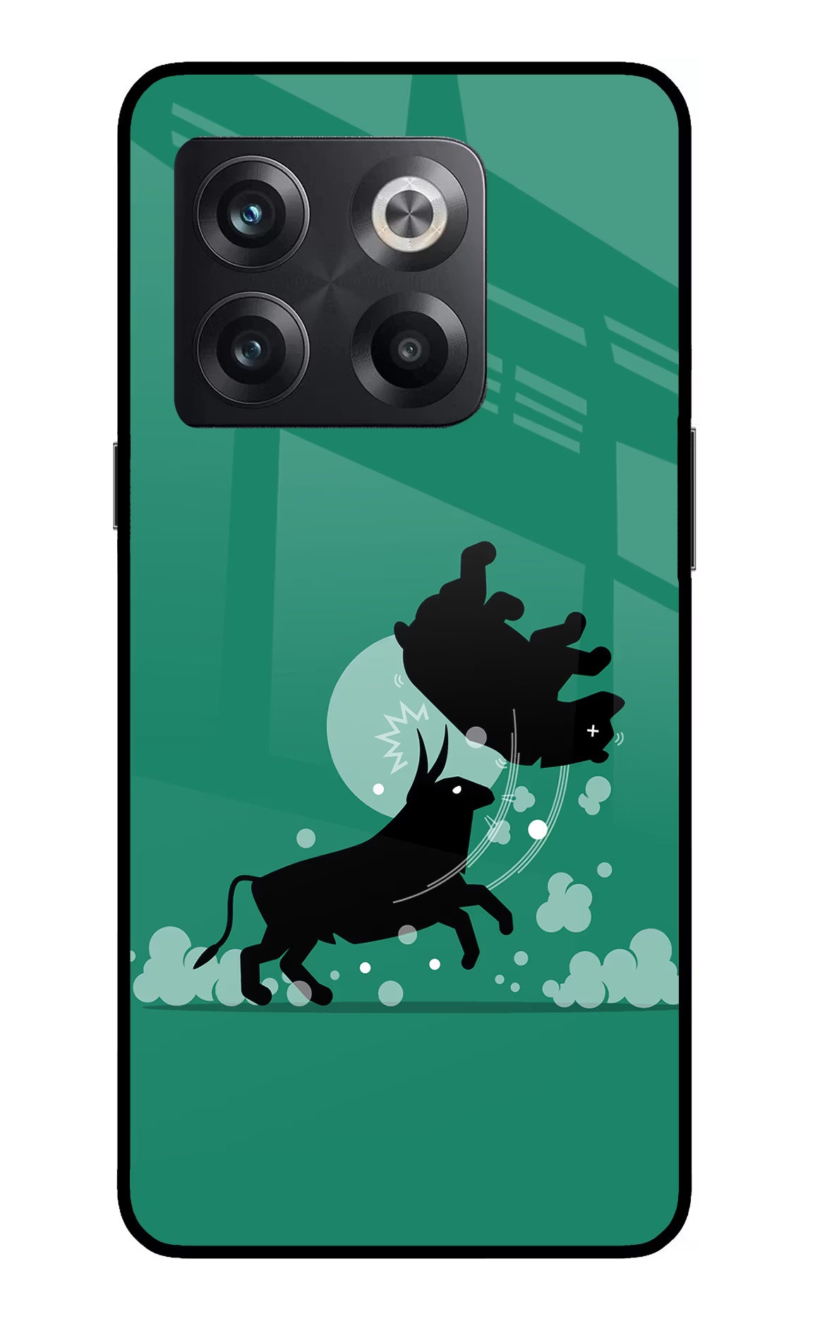 Bull Conqueror OnePlus 10T 5G Glass Case Back Cover by Casekaro