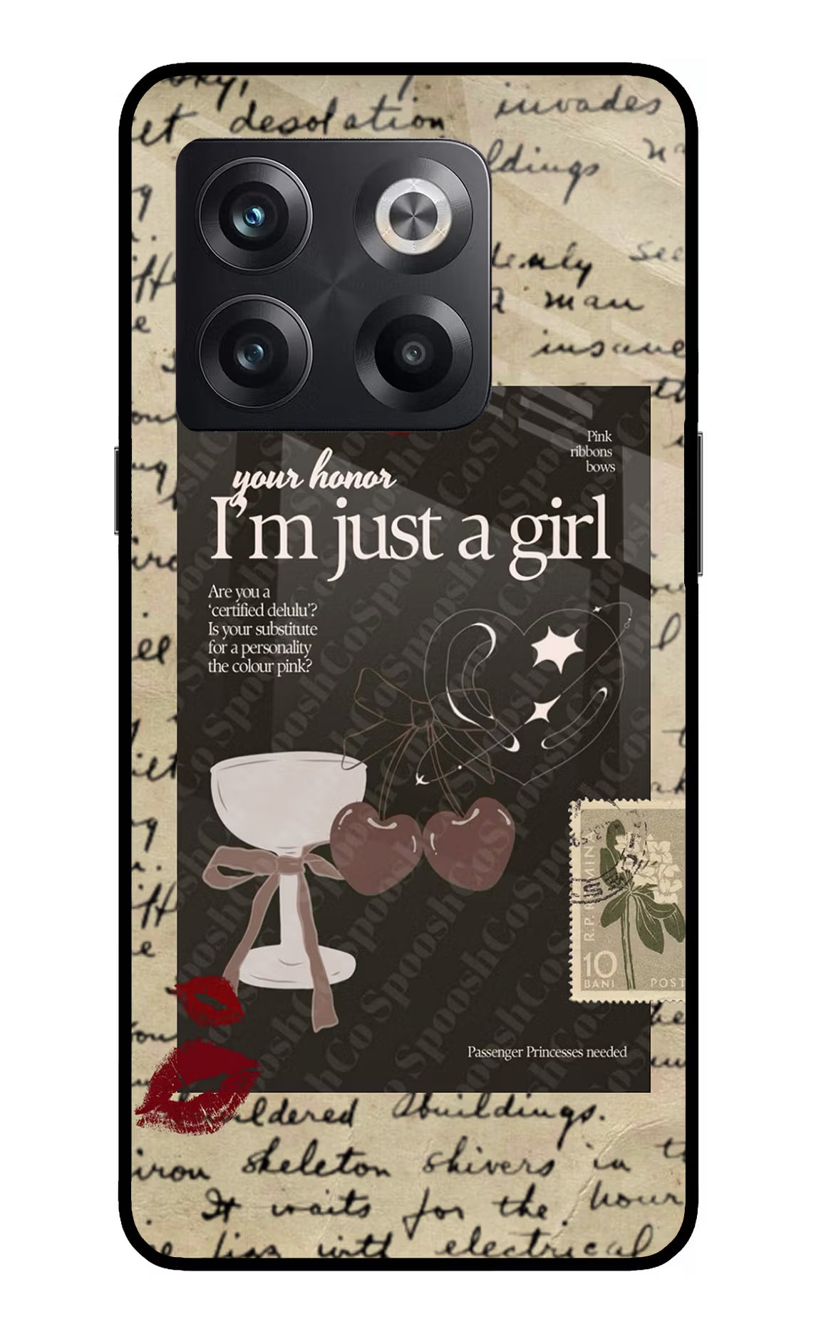 I am just a girl OnePlus 10T 5G Glass Case Back Cover by Casekaro