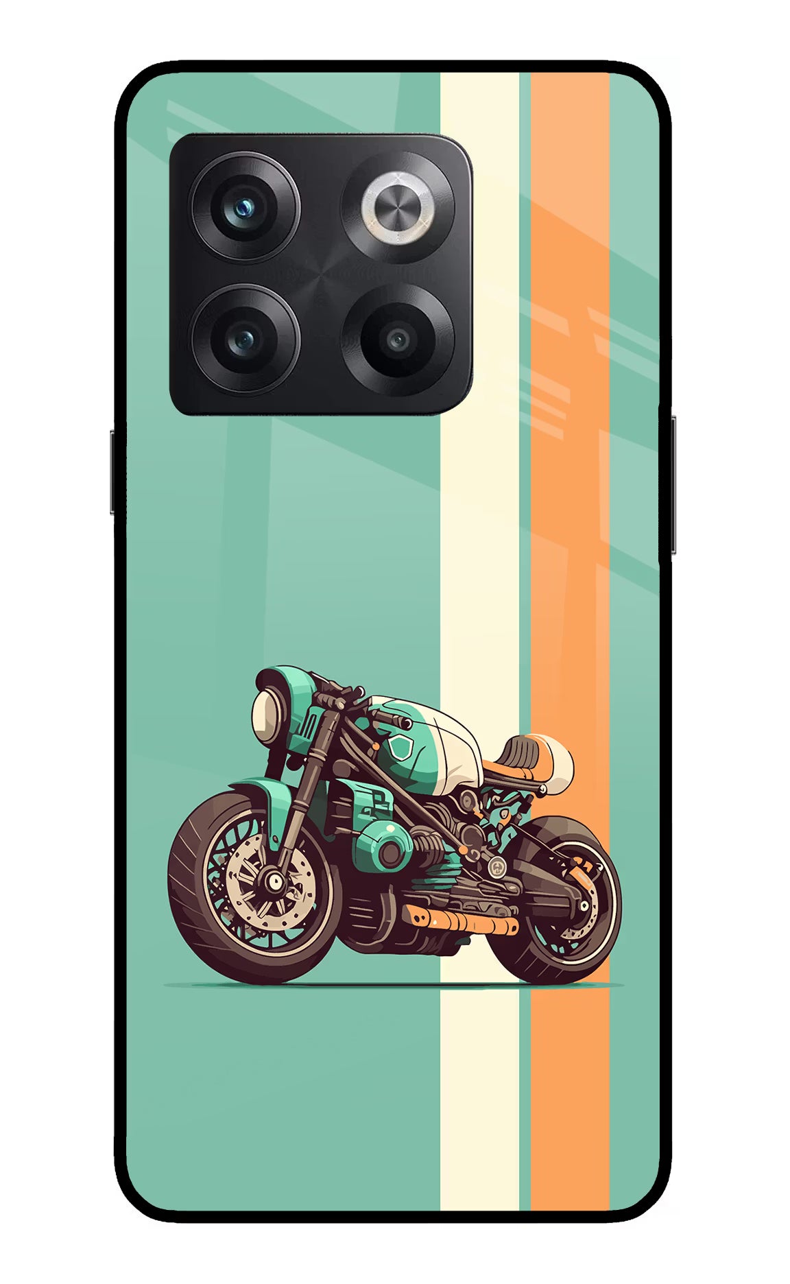 Striped Moto Drift OnePlus 10T 5G Glass Case Back Cover by Casekaro