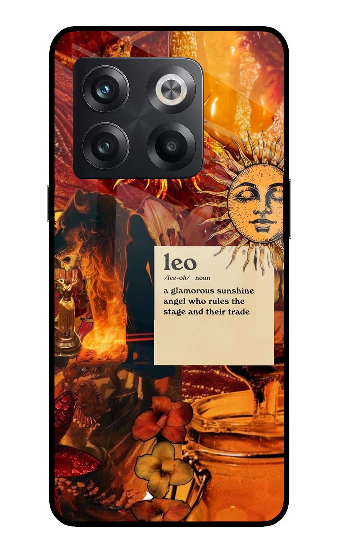 Leo Zodiac OnePlus 10T 5G Glass Case Back Cover by Casekaro