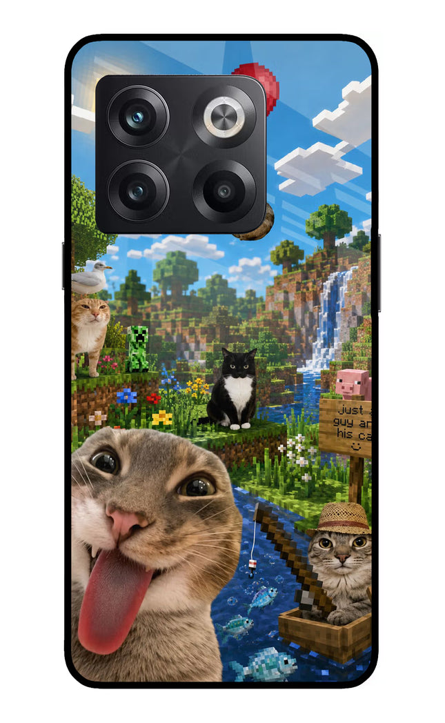 Minecraft Cat Chaos OnePlus 10T 5G Glass Case
