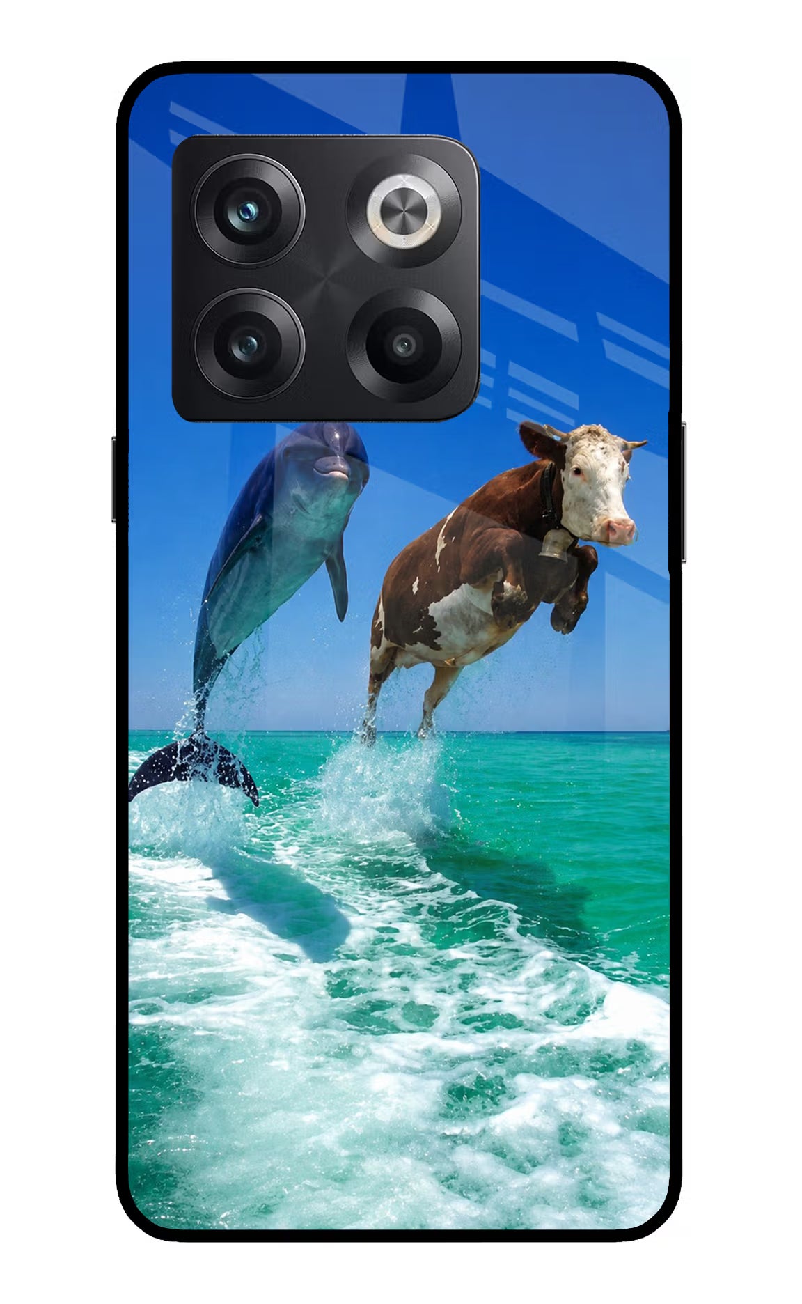 Dolphin vs Cow OnePlus 10T 5G Glass Case