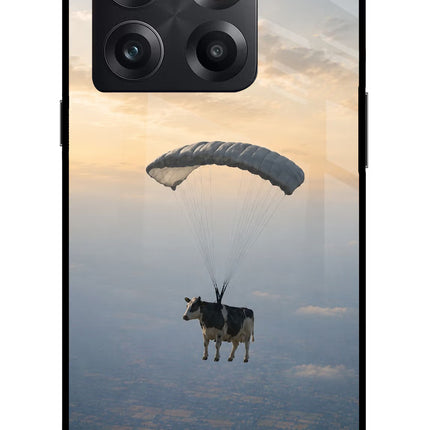 Skydiving Cow OnePlus 10T 5G Glass Case