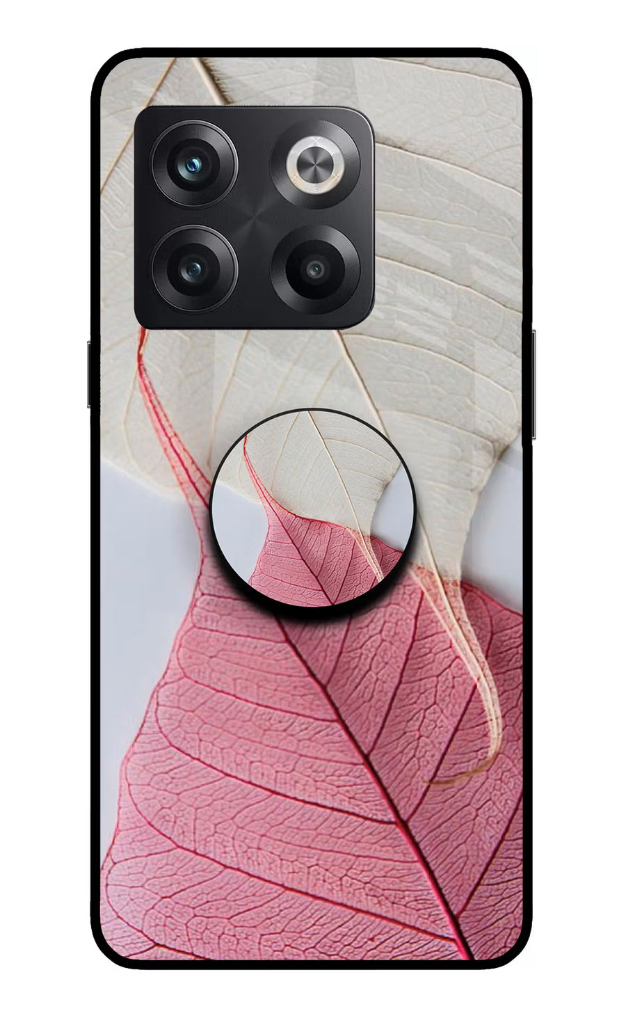 White Pink Leaf OnePlus 10T 5G Pop Case, Glass case