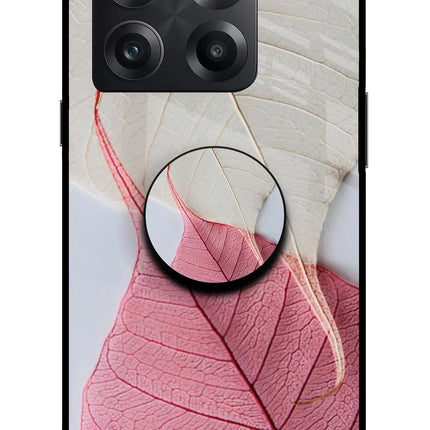 White Pink Leaf OnePlus 10T 5G Glass Case