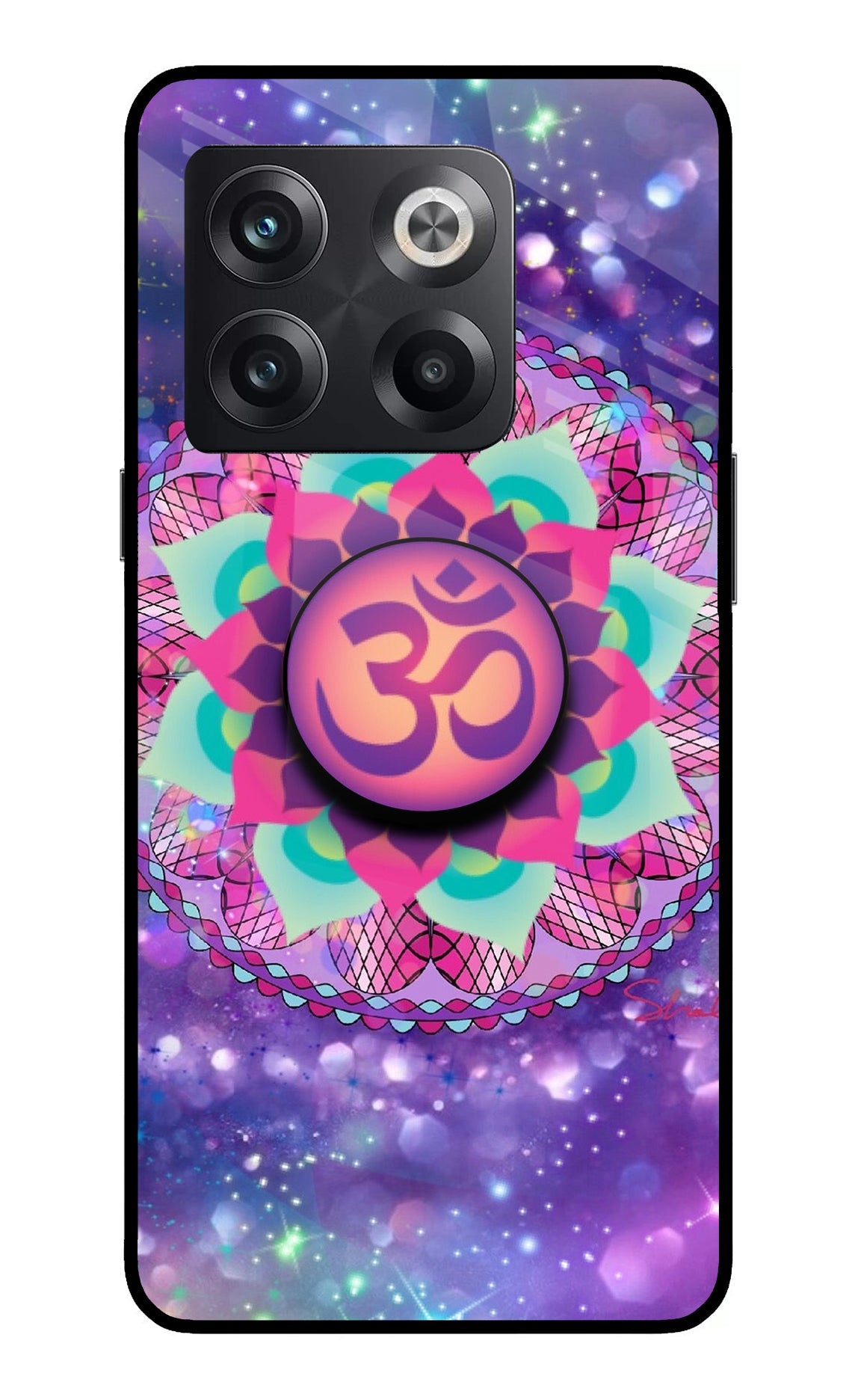 Om Purple OnePlus 10T 5G Glass Case