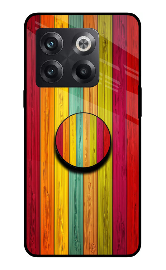 Multicolor Wooden OnePlus 10T 5G Glass Case