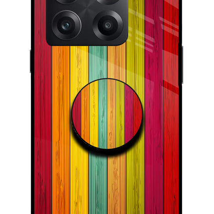 Multicolor Wooden OnePlus 10T 5G Glass Case