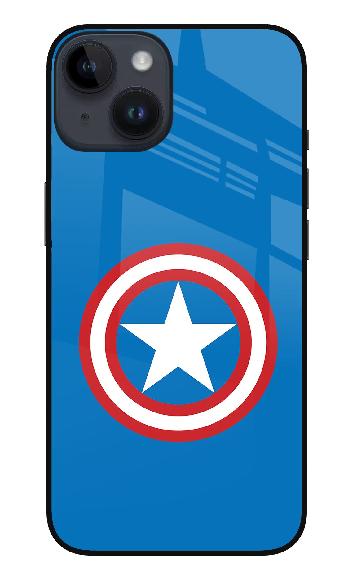 Captain America Logo iPhone 14 Glass Case Back Cover by Casekaro