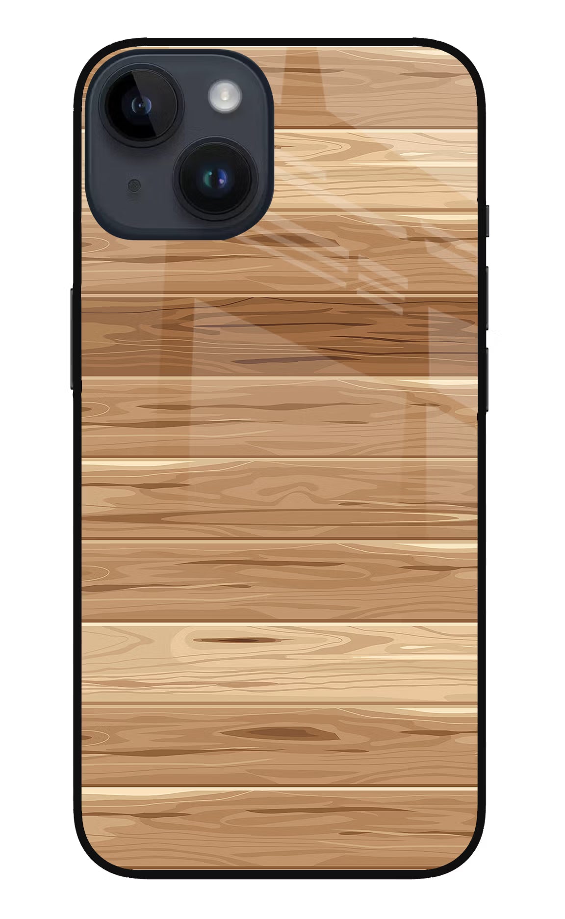 Wooden Vector iPhone 14 Glass Case Back Cover by Casekaro