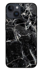 Black Marble Texture iPhone 14 Glass Case Back Cover by Casekaro
